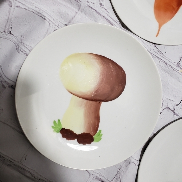 Saks Fifth Avenue Hand Painted Vegetable Salad Plates Set of 4 Vintage Japan MCM - Picture 6 of 8